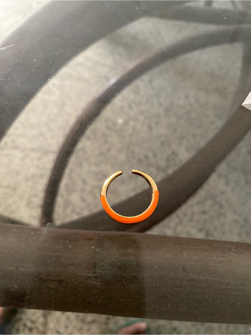 Gold and Orange Minimalist open  adjustable ring